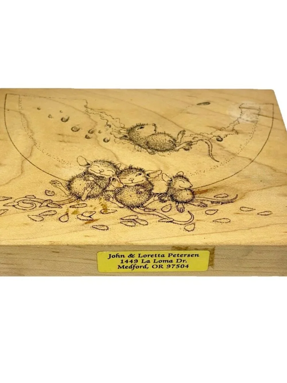 House Mouse Rubber Stamp Watermelon Mellow Melon Vintage 1998 Stampa Rosa